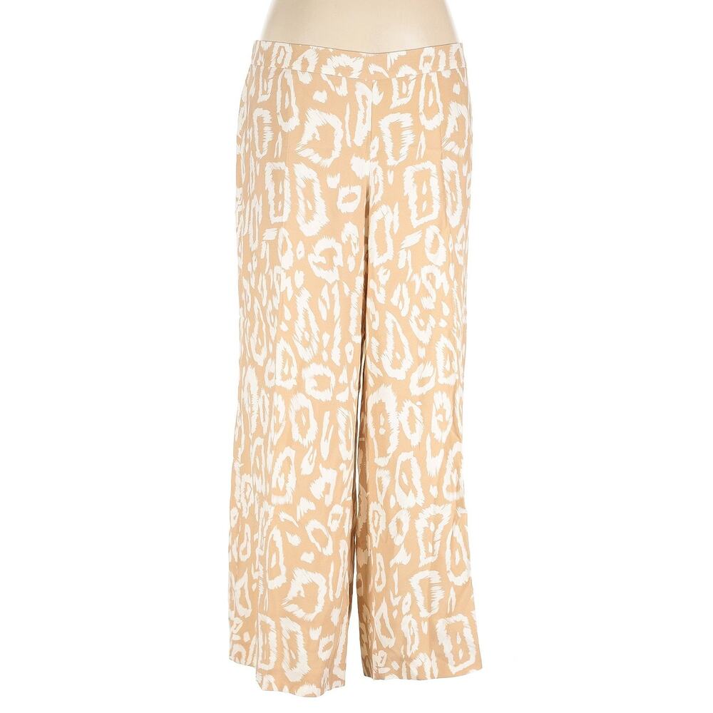 [Lafayette 148 New York] Camel Animal Print Tan Riverside Wide Leg Pants Size XL
